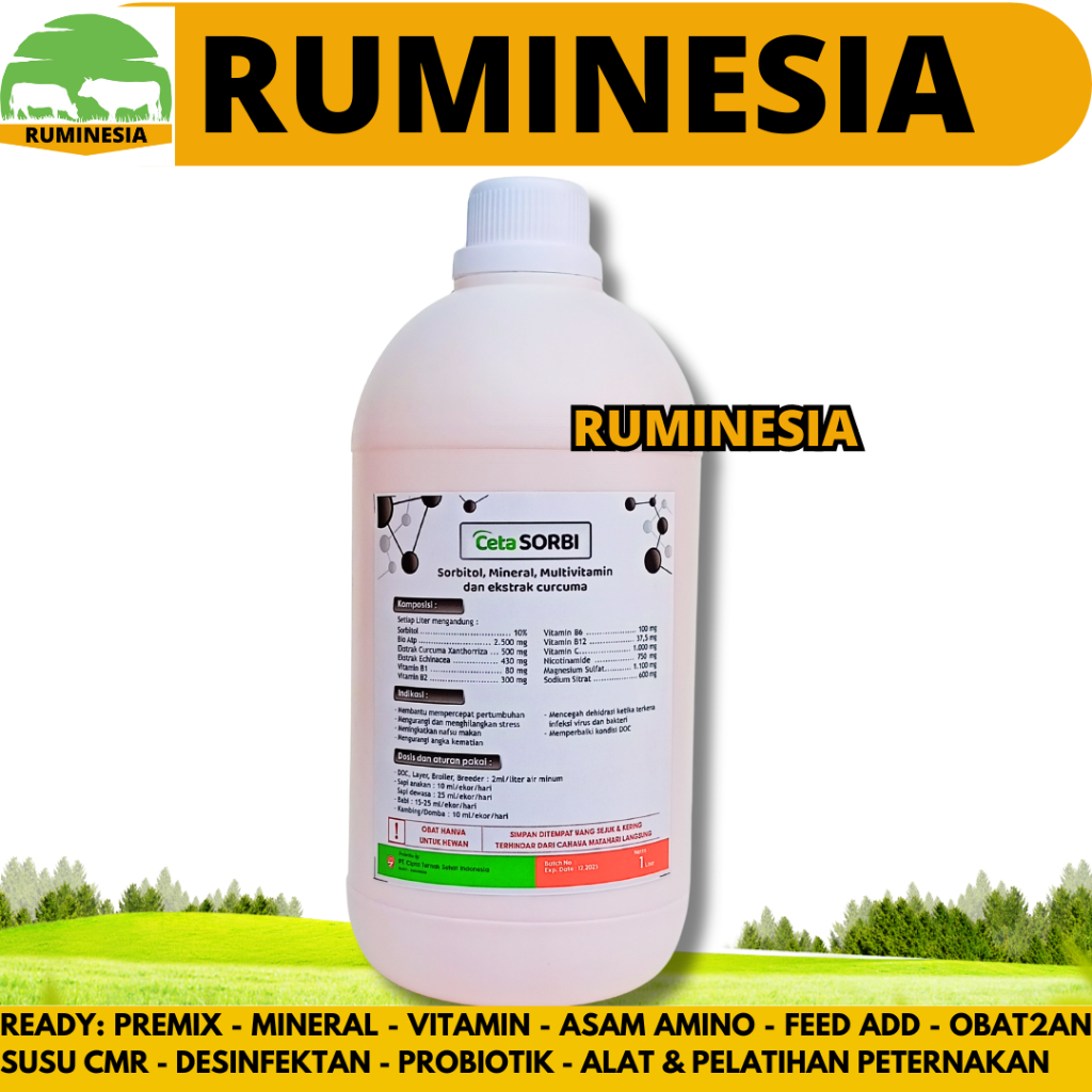 CETA SORBI 1 LITER - Vitamin Herbal ATP Penambah Nafsu Makan & Daya Tahan Tubuh Ternak Sapi Kambing 