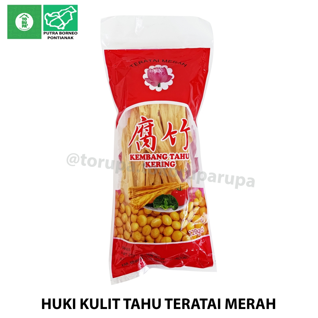 Huki 120 gr Kembang Tahu Kering Teratai Merah / Kulit Tahu Kering Halal / Makanan Kering