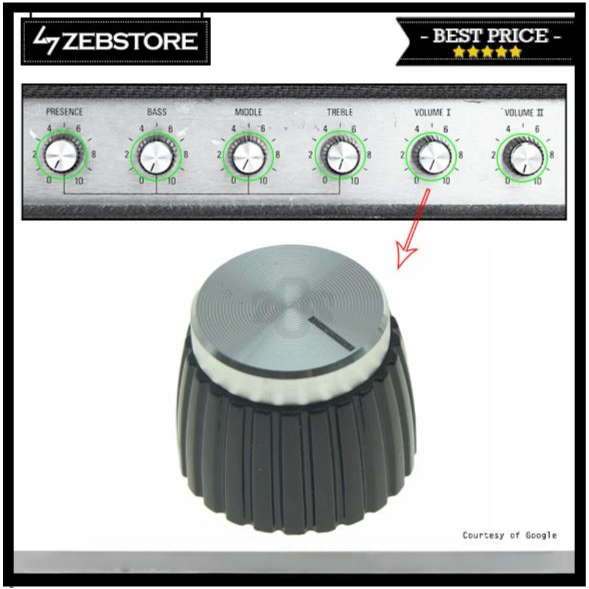 Knob Amplifier Volume Potensio Marshall Style MSL Locking Screw Chrome