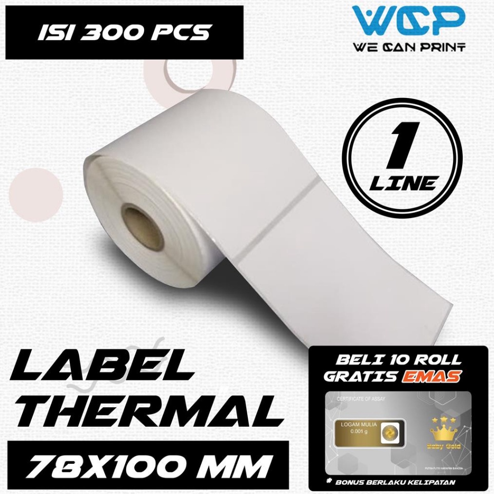 

HATI HATI BARANG Label Thermal 78x1mm 78x1 78 x 1 mm 1 LINE Kertas Sticker Receipt Printer Barcode Xpinter 3 pcs
