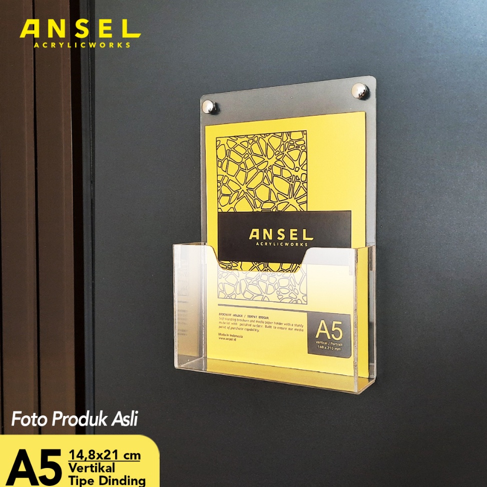 

PRAKTIS ANSEL Tempat Brosur Akrilik Dinding Gantung Acrylic Flyer Holder A5 Vertikal Tipe D