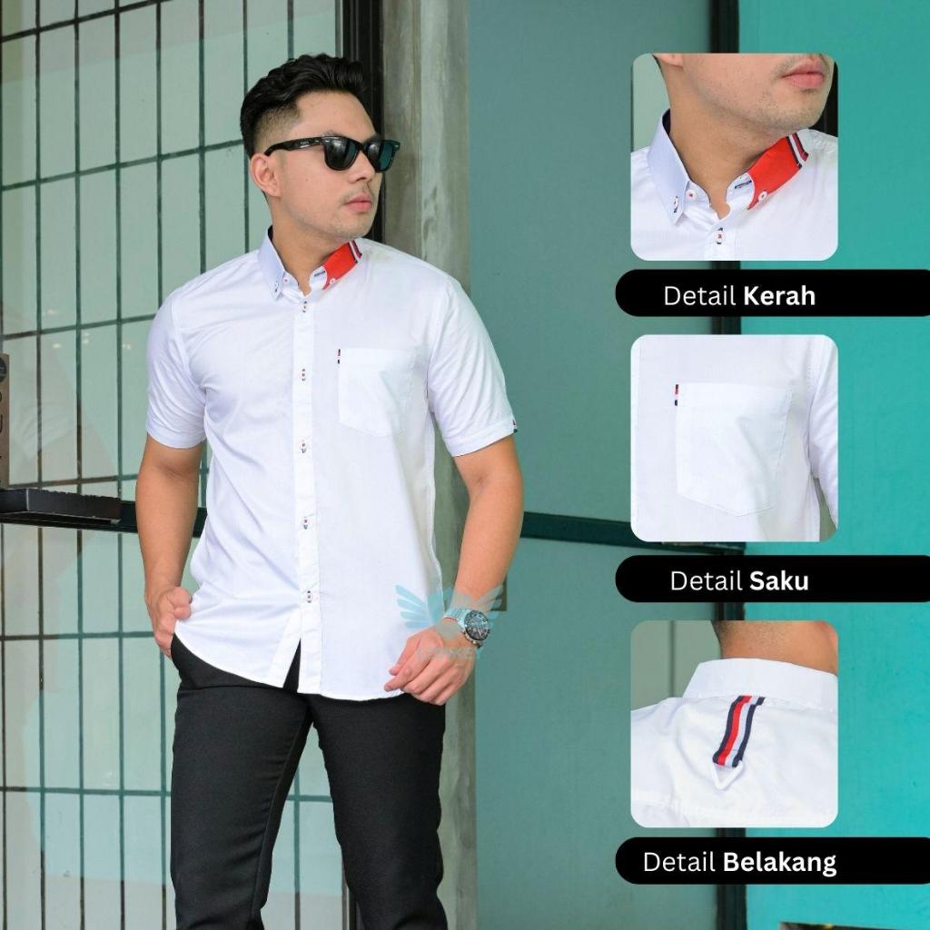 Kemeja Pria Slimfit Lowkey Premium PD 41 Putih | Hem Atasan Kemeja Baju Laki-laki/Cowok Slimfit Keme