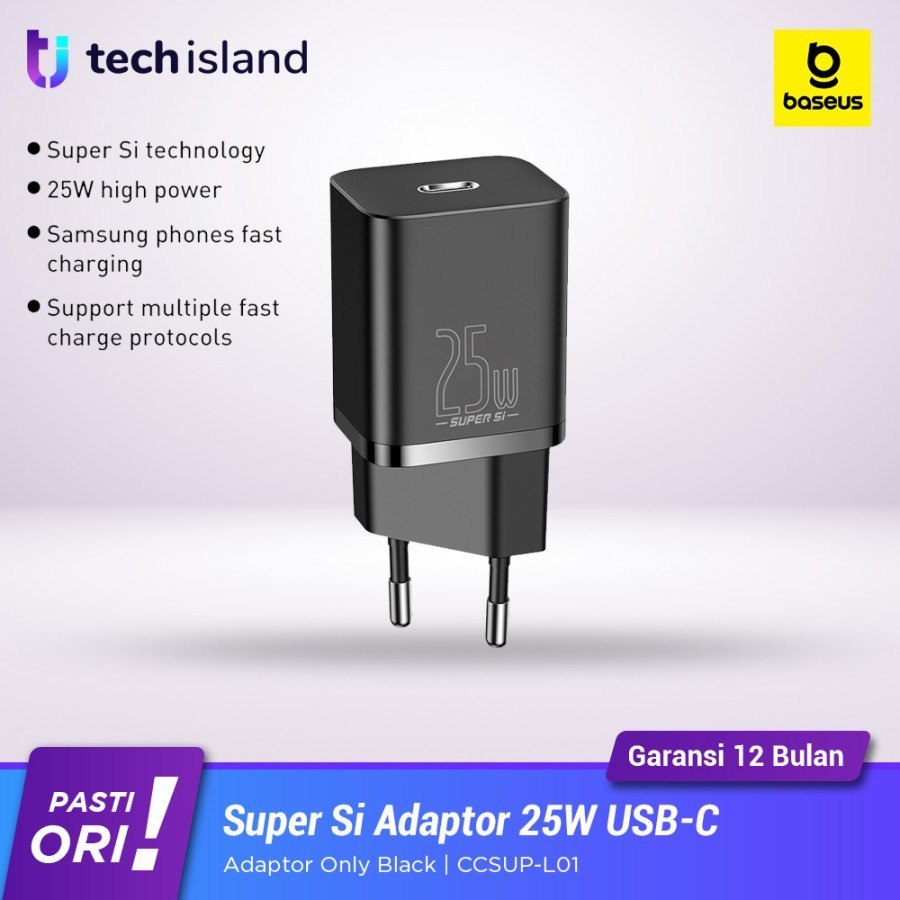 [PRELOVED] BASEUS ORIGINAL Adaptor Charger Super Si 25W 3A Adapter Type C Casan Fast Charging PD Qui