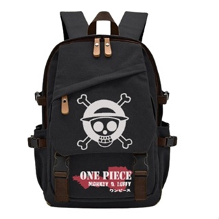 Ranselbagpack - One Piece Tas Punggung Kanvas Hitam Ransel Distro Remaja Unisex Bagpack