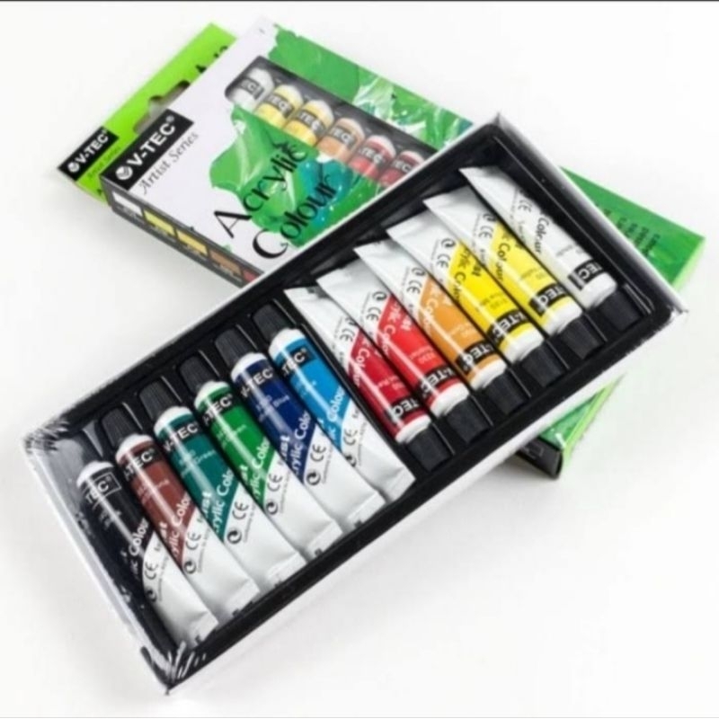 

V-tec Acrylic / giorgione acrylic set 12warna 6ml - Cat lukis akrilik VTEC/giorgione /Cat Acrylic colour paint set 12 warna 6ml