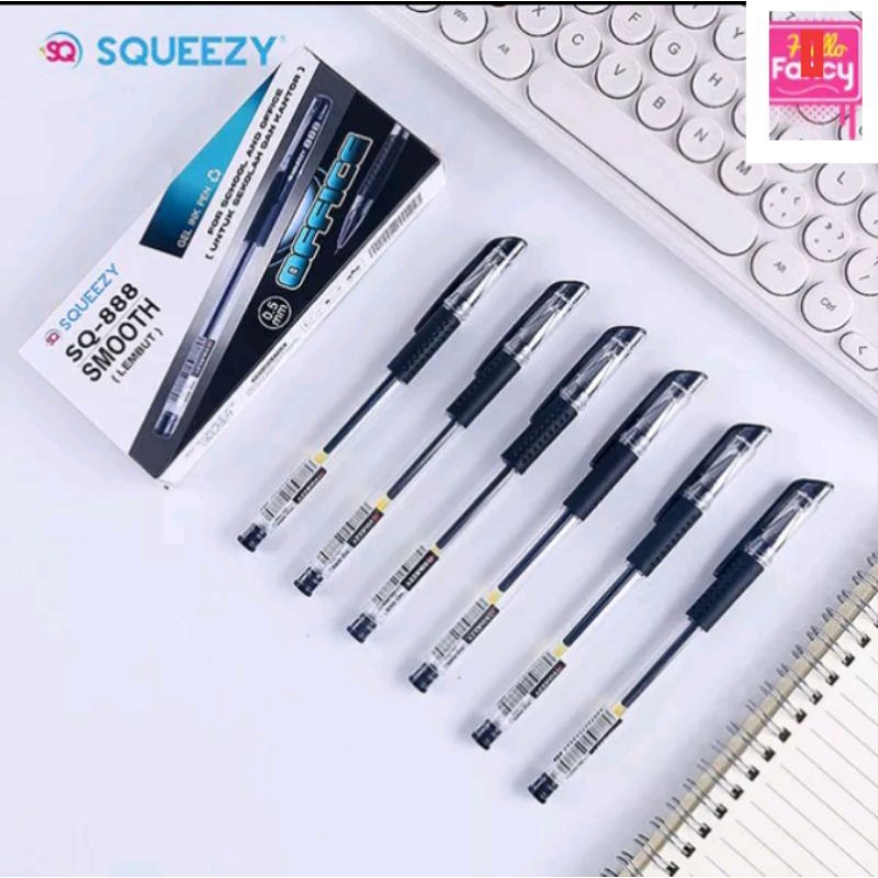 

PULPEN BOLPEN GEL SQUEEZY GP-SQ888 HITAM BLACK NEEDLE TIP 0,5 mm MURAH BAGUS