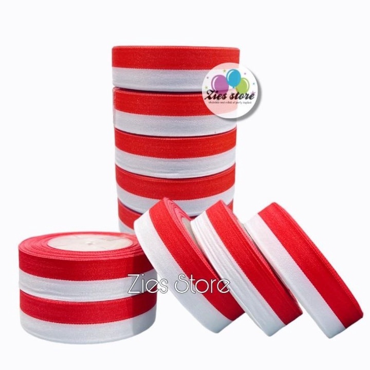 

SPESIAL AWAL TAHUN Pita satin merah putih ukuran 1inch pita 17 agustus merah putih 25cm