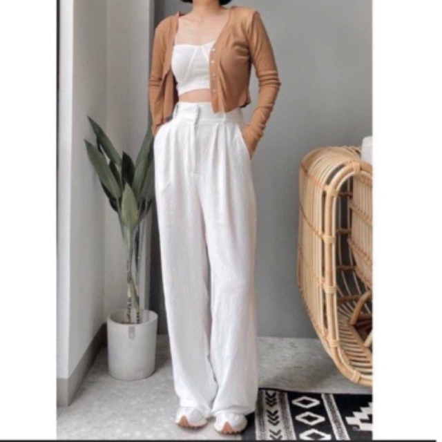 kulot putih bahan crinkle