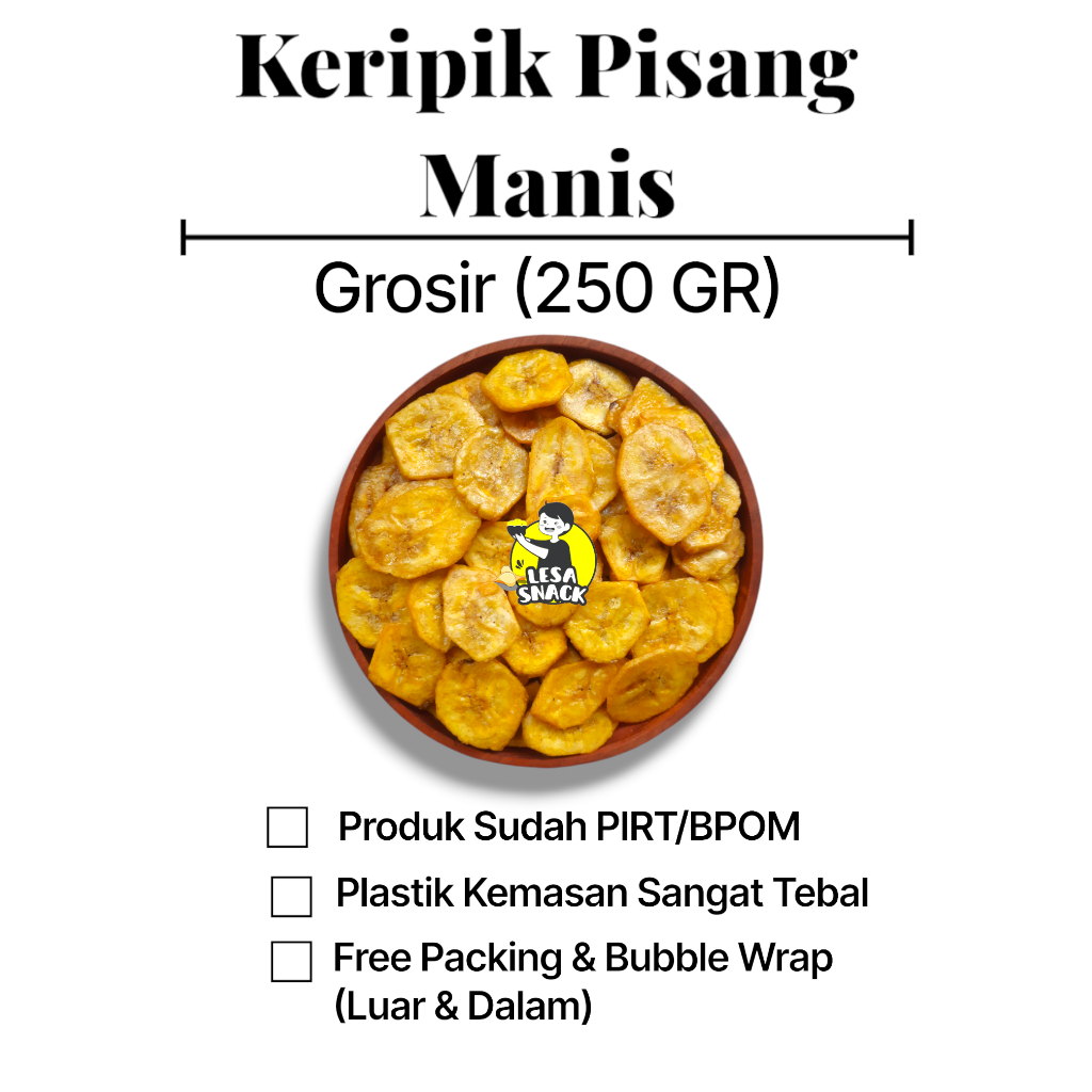 

Keripik Pisang Manis Madu Snack Kiloan Rasa Gurih Renyah Kemasan 250 Gram