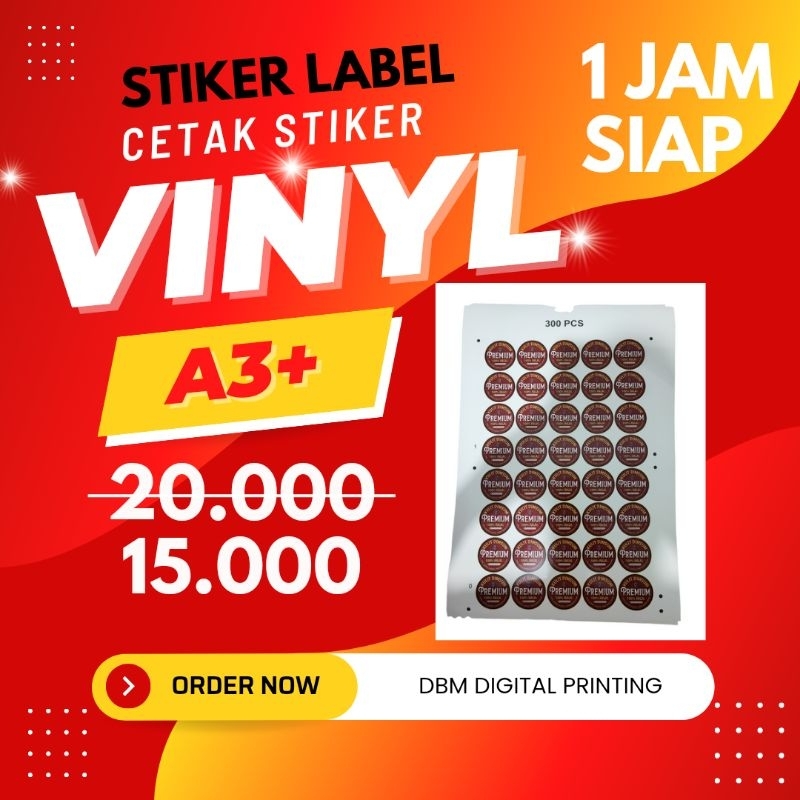 

1 Jam Siap Stiker Vinyl Glossy| Stiker Label | Stiker Merk Sudah Lamit Dan Cutting