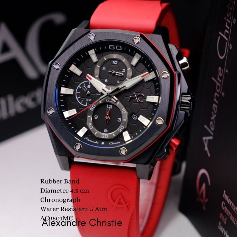 Alexandre Christie ORIGINAL jam tangan pria rubber band AC9601 100% ori Alexander Cristie tali karet