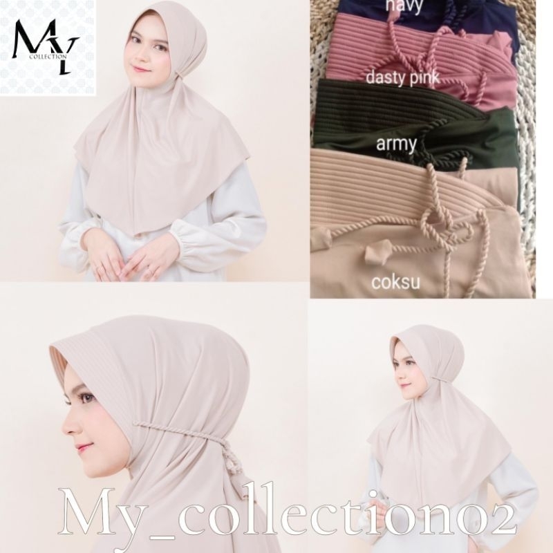 jilbab tali ulir/hijab instan/hijab ropel/hijab tali kepang/Jersey premium