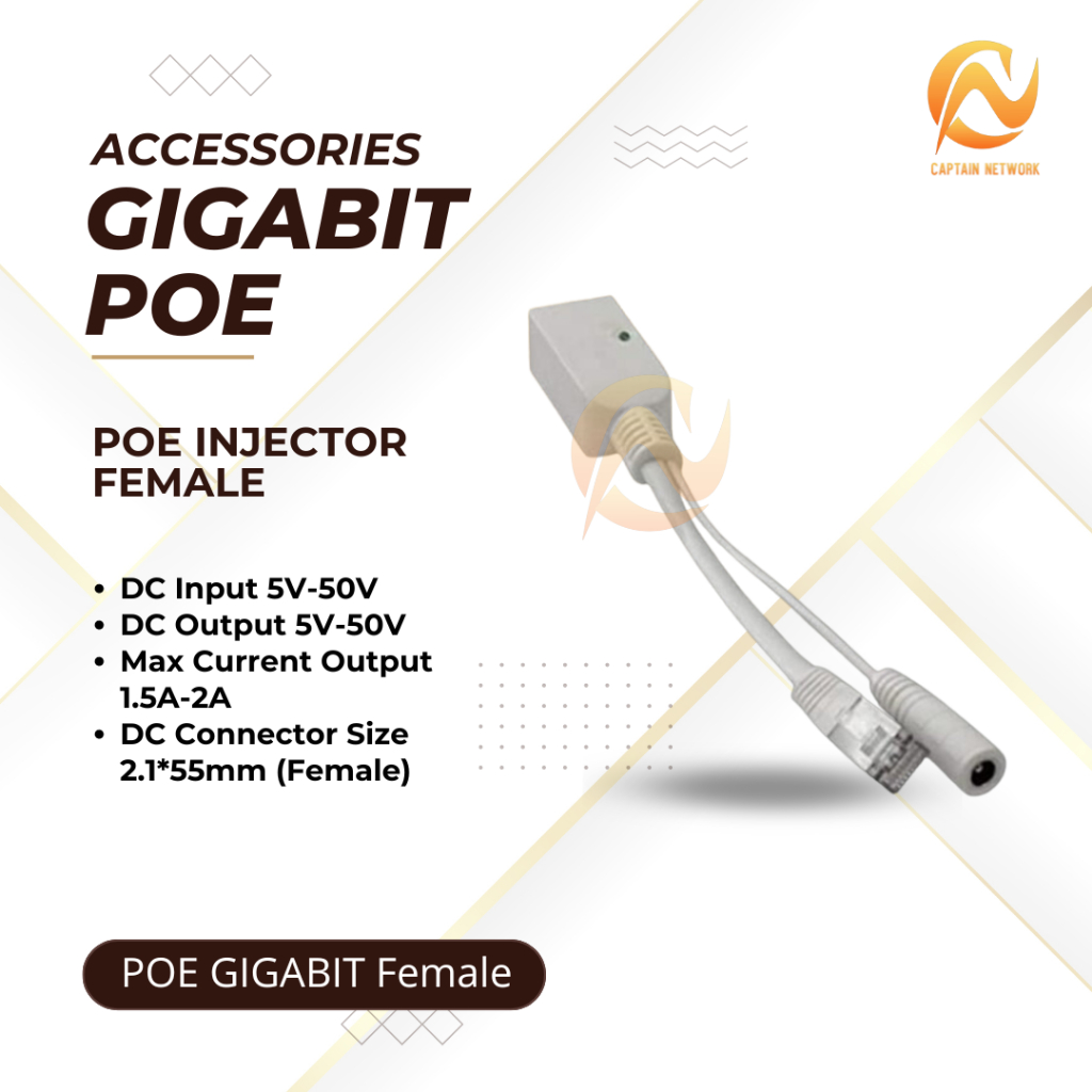 Passive Gigabit POE Splitter Female|Gigabit POE Injector Cewek