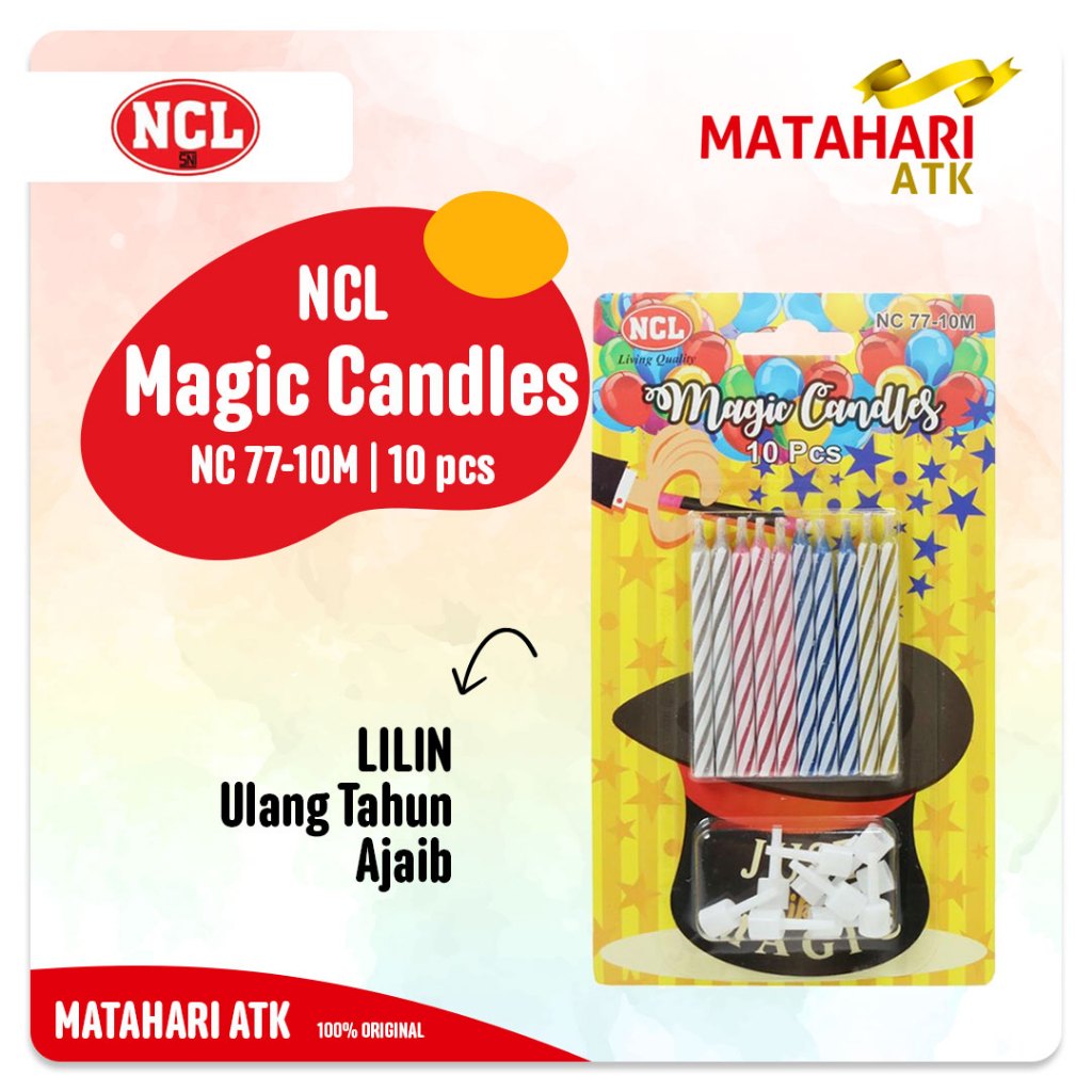 Lilin Ajaib / Magic Candles 1 pack isi 10 pcs / Lilin Ulang Tahun Ajaib NCL - NC 77 10M / Candle NC-