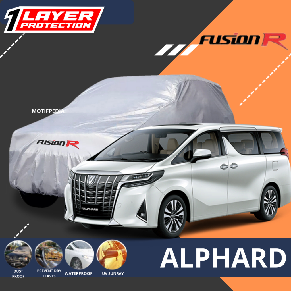 COVER MOBIL ALPHARD 1 LAYER FUSION R / SARUNG MOBIL PUTIH ALPHARD FUSION R