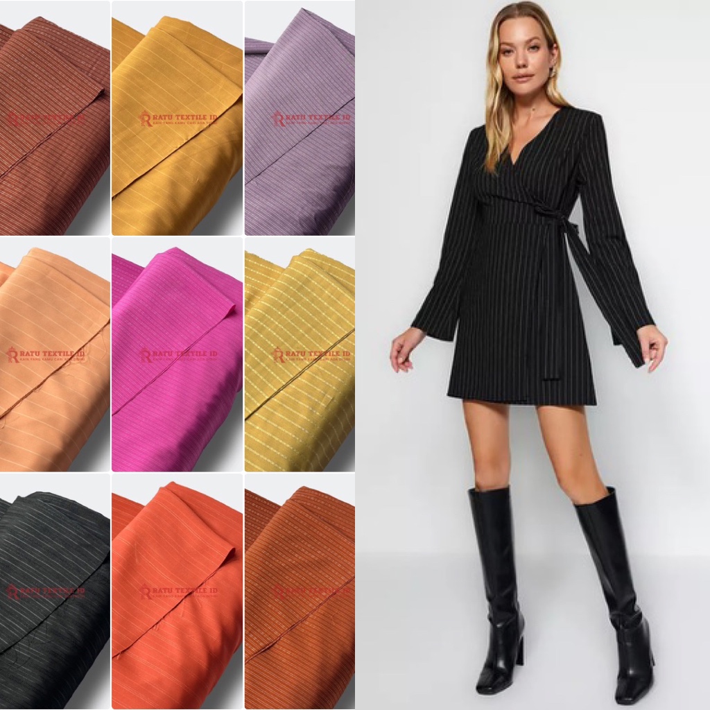 Kain Woolpeach Wolfis Wolvis Motif Salur Timbul