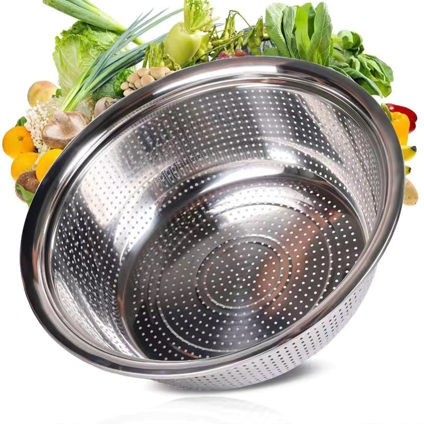 Baskom Lubang/Bolong Saringan / Tirisan Sayur dan Buah Stainless Steel Baskom Lubang Gold Baskom Lub