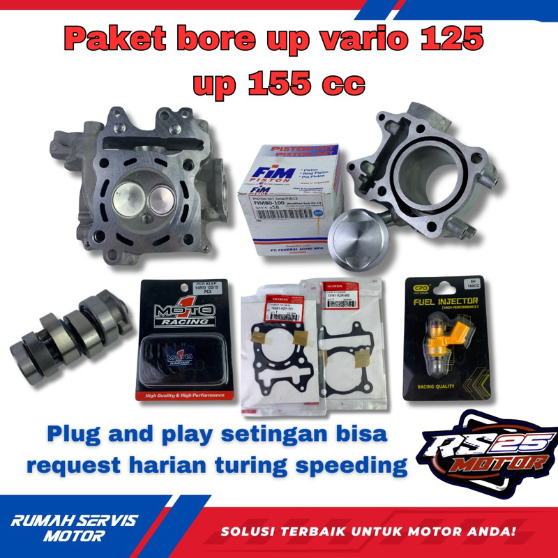 Paket BORE UP vario 125 up 155-160cc CUSTOM PORTING RACING