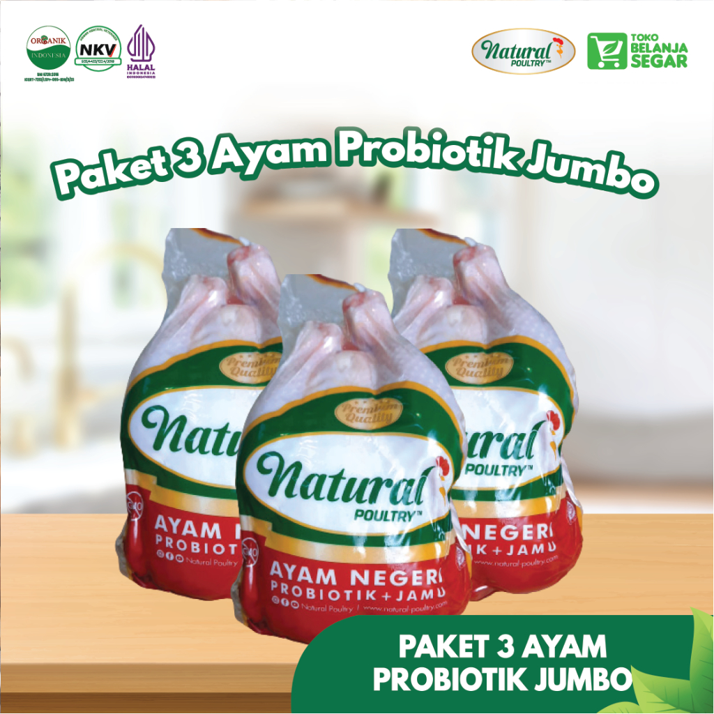 

Ayam Probiotik Jumbo Natural Poultry (1000-1100gr) Paket 3