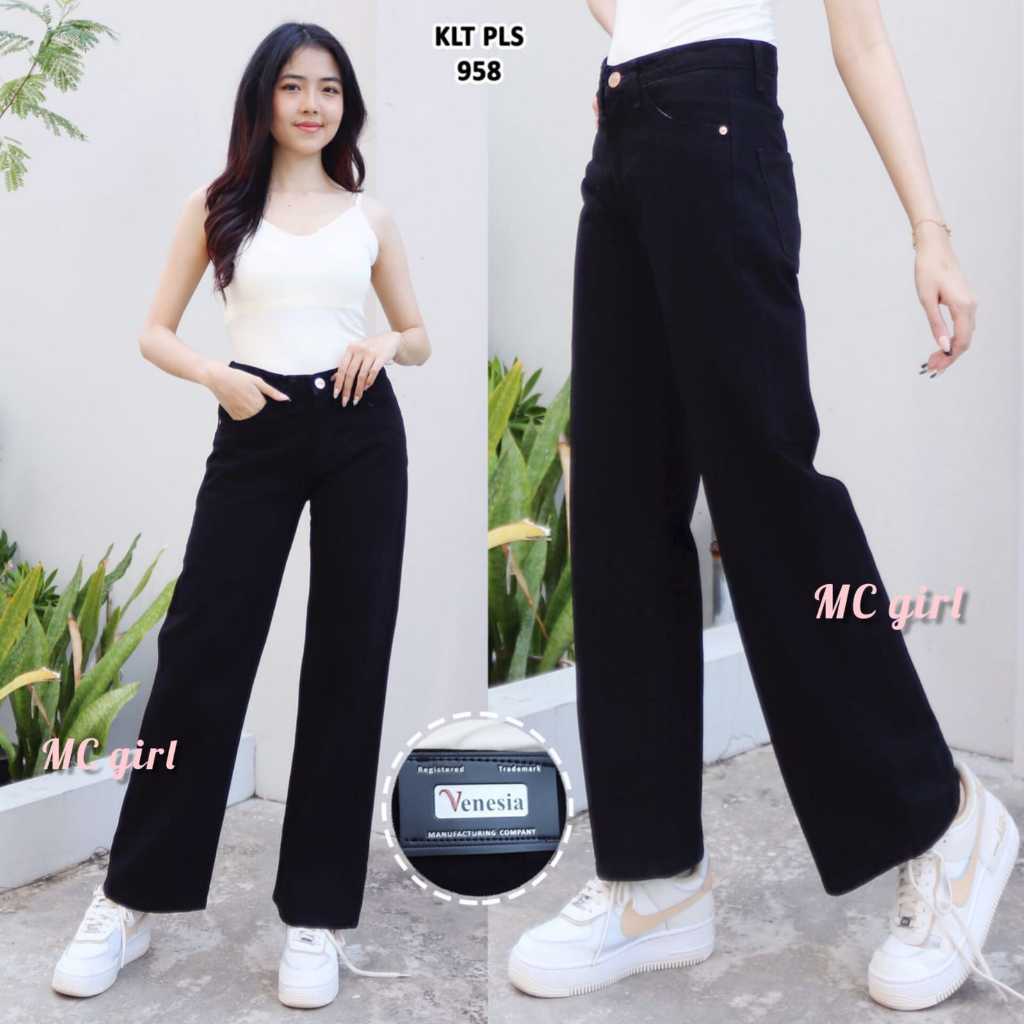 MC girl - Kulot Panjang Jeans Wanita / Celana Jeans Kulot Boyfriend Polos / Kaki Lebar