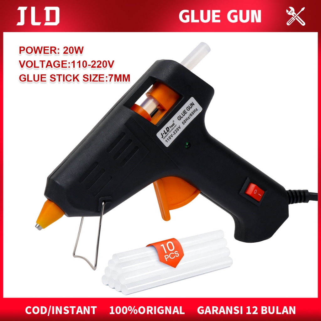 JLD Hot Melt Glue Gun Lem Tembak 20W Free 10pcs Glue Stick DIY GUN