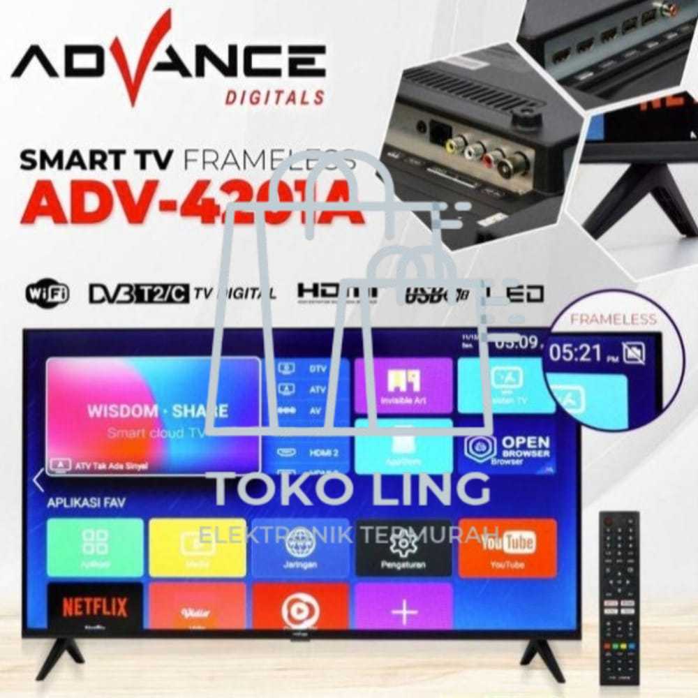 Advance Android TV LED 42 Inch ADV-4201A Smart TV Digital Frameless Garansi resmi