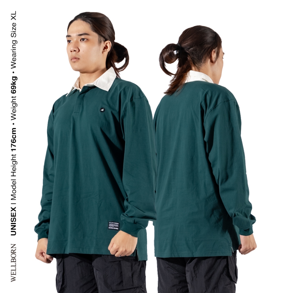 Wellborn Oversized Rugby Shirt Pine Green