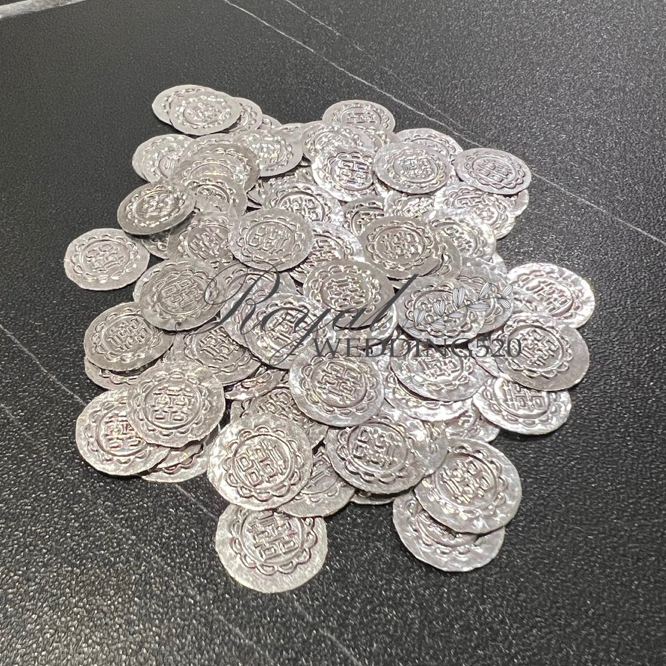 KOIN YANCI Silver / yuanci/ yenci wedding / sangjit TIPIS ISI +-100pcs 1,2cm