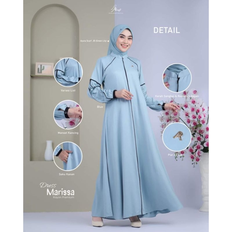 Marissa Dress by Arrafi ORI Gamis Polos Rayon List Hitam