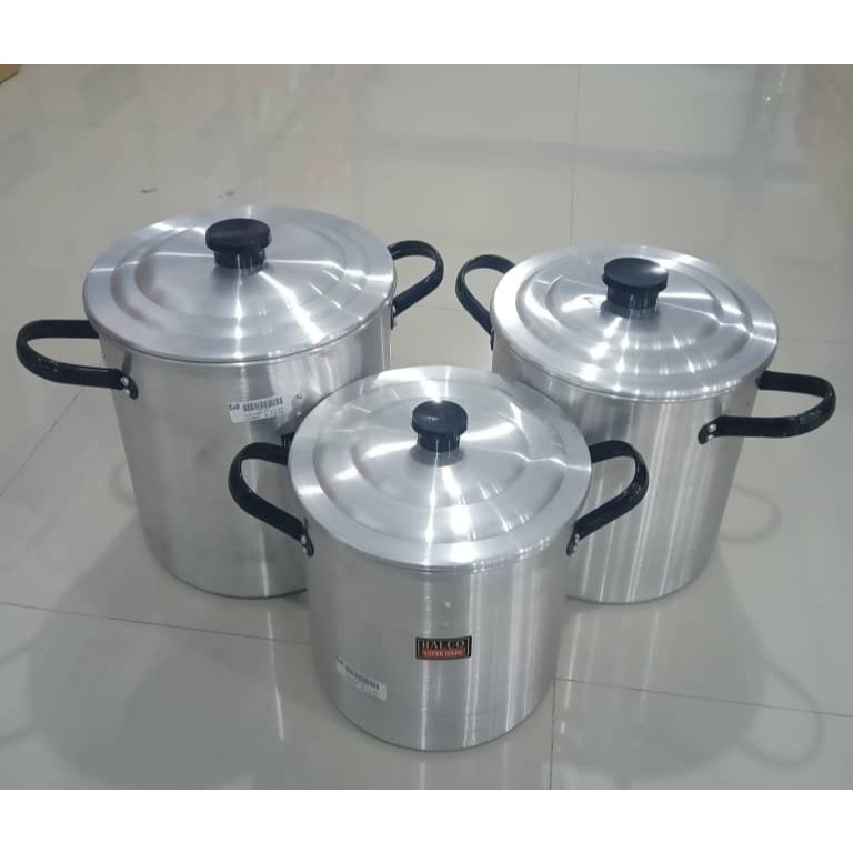 HALCO Panci Dandang Nasi Tinggi + Tutup Aluminium 22-24-26- / Steamer Kukus Besar Jumbo / Kukusan