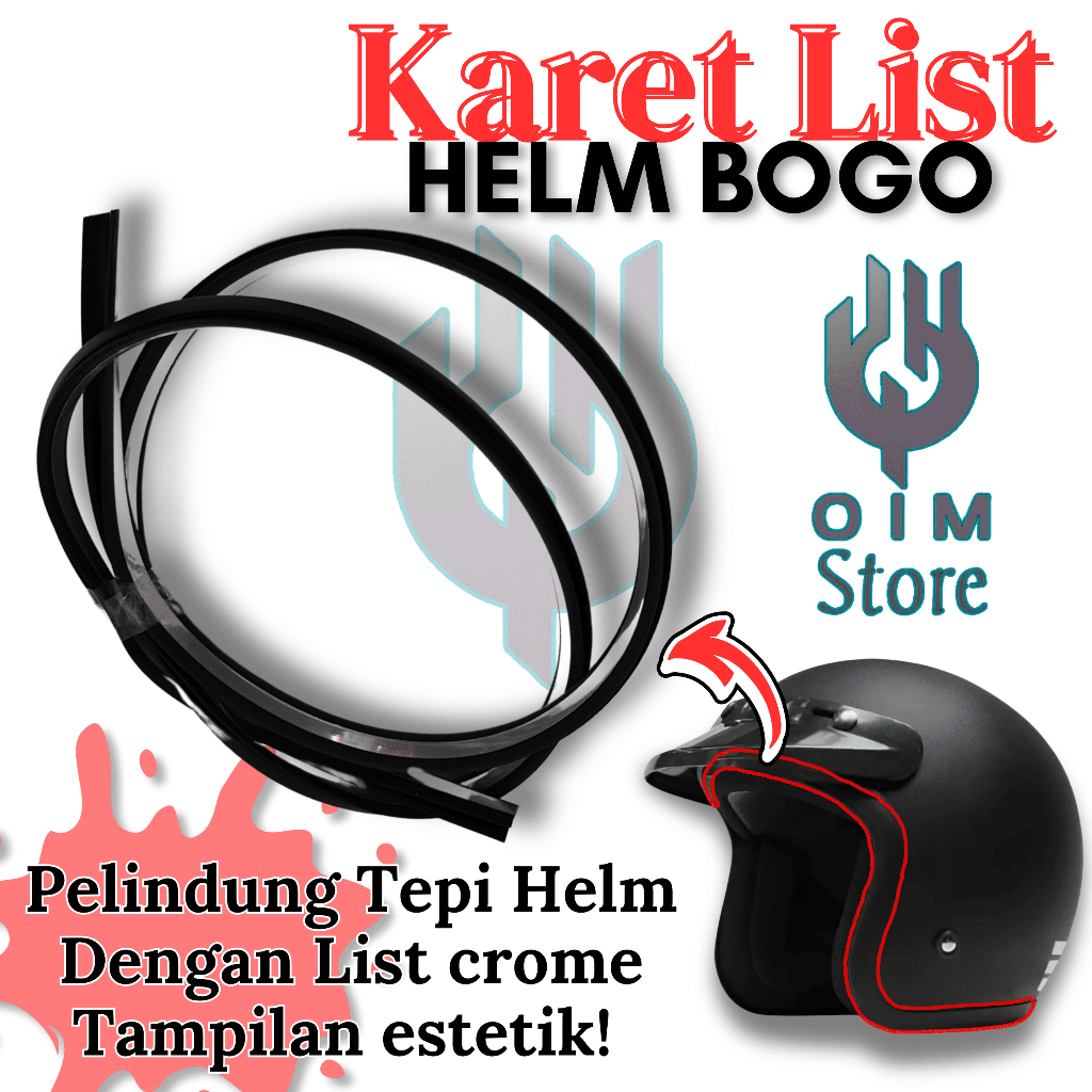 List Karet Helm Halfface, Hitam CROME KARET LIST HELM BOGO / karet helm/ lis /list helm
