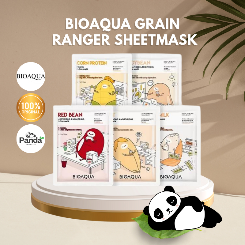 BIOAQUA Cereal Grain Ranger Sheet Mask | Brightening/Mencerahkan, Jerawat/Acne, Anti Aging/Kerutan