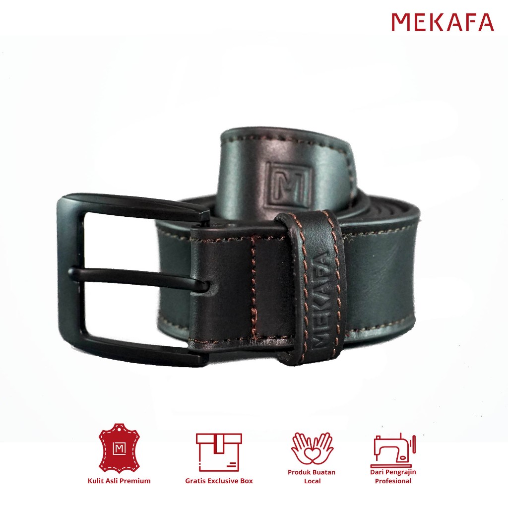 Mekafa - Mexa Black Ikat Pinggang / Gesper / Sabuk Pria Kulit Sapi Asli Premium