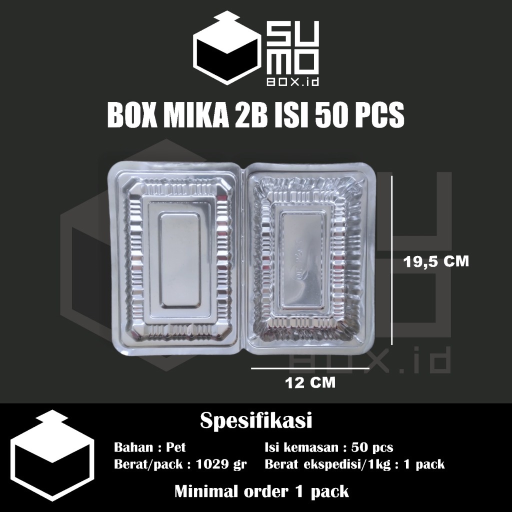 Box Mika Plastik ukuran 2B isi 50pcs / Wadah Kotak Makanan Kue Nasi Rames Bolu
