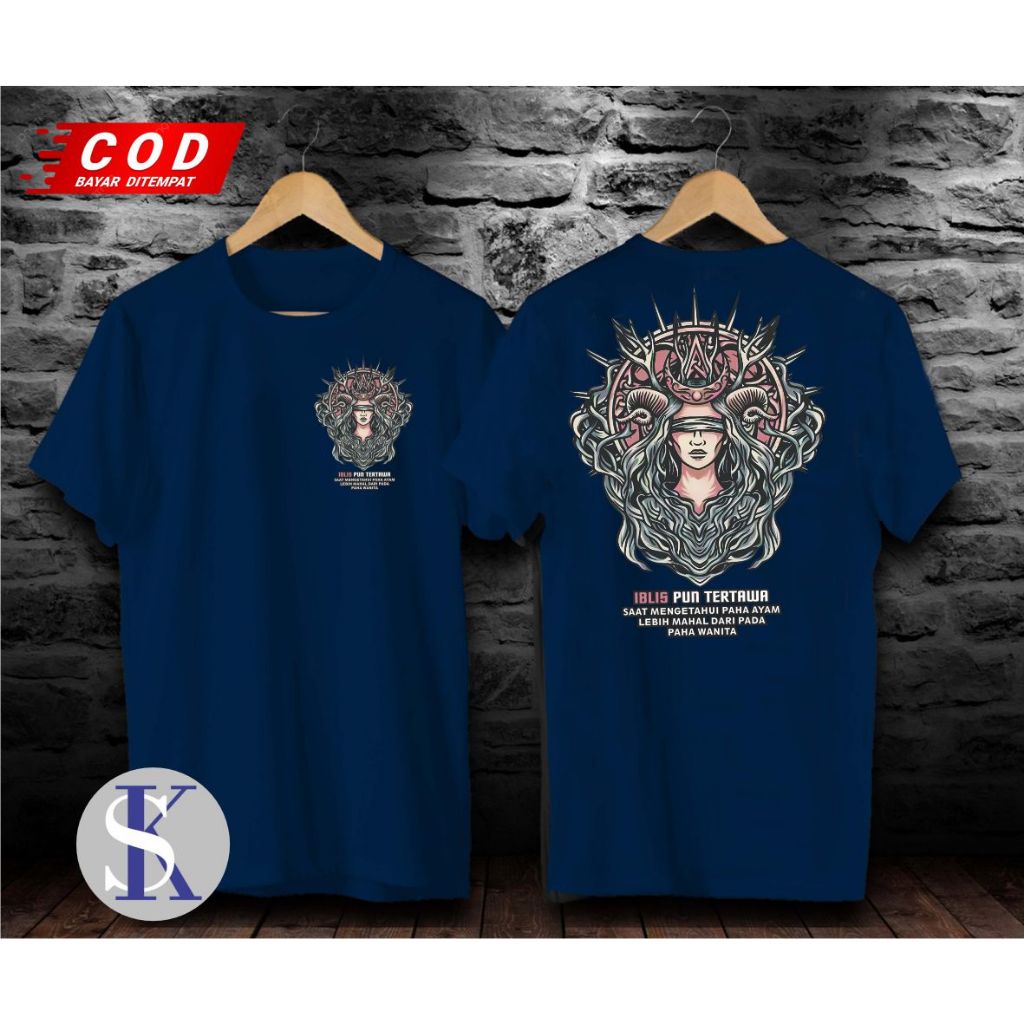 IBLIS,PAKAIAN PRIA ATASAN T-SHIRT KAOS GAMBAR DAN KATA LUCU.