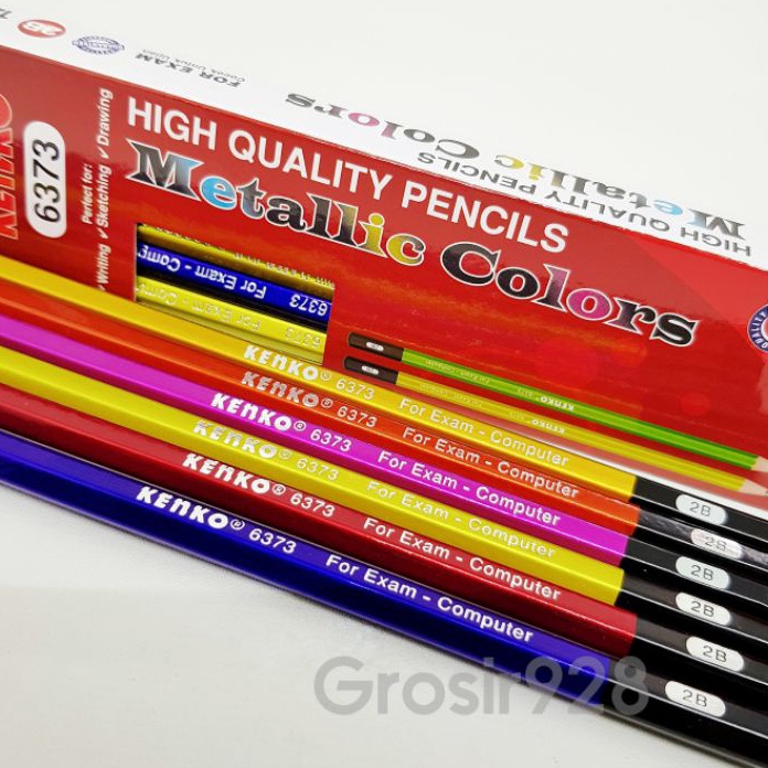 

ORIGINAL Per 12 Pensil 2B Kenko 6373 Metallic Colors Pensil Kayu Warna Neon