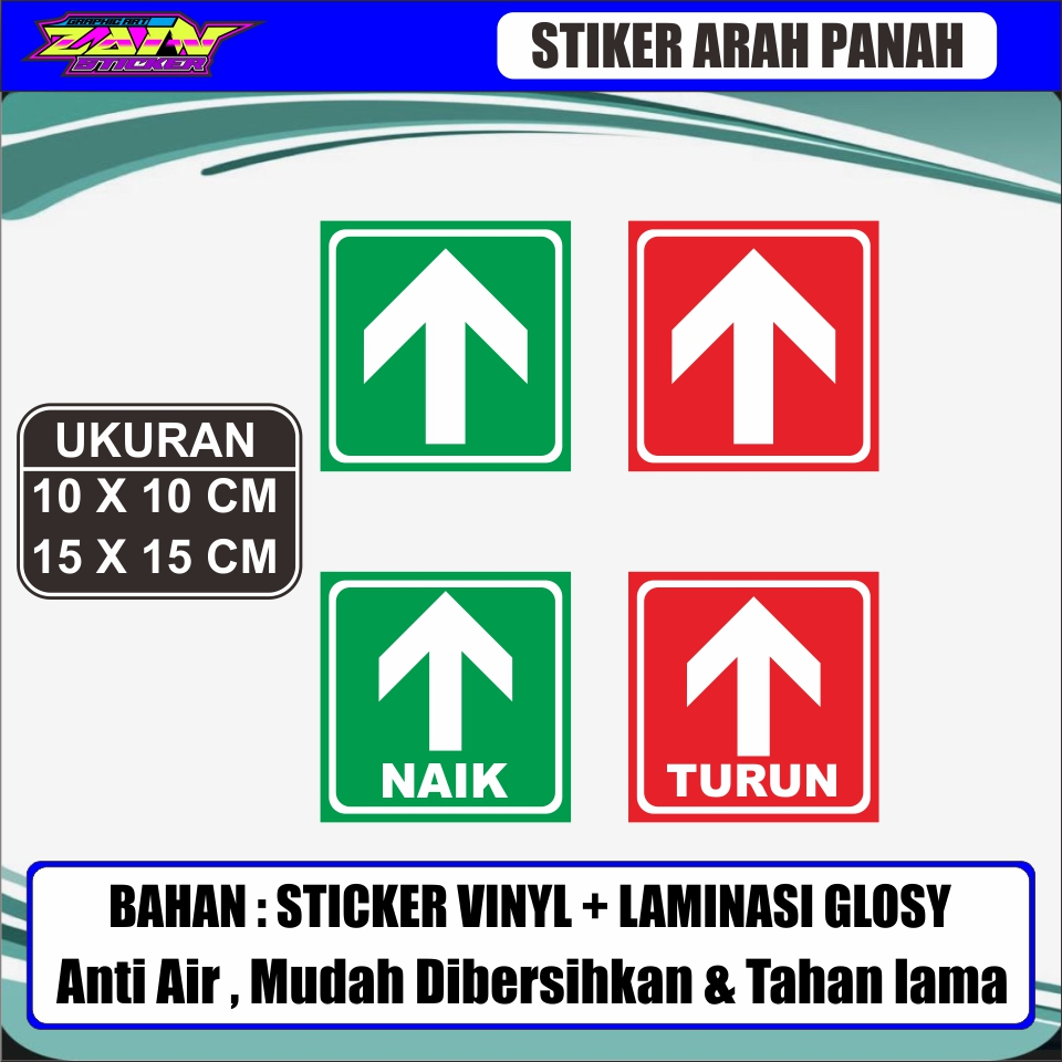 

Stiker Arah Panah ( 1SET - 2PC ) / Stiker Naik Turun / Stiker Petunjuk Arah