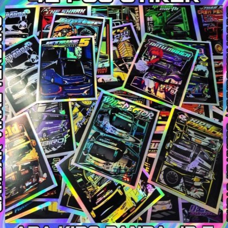 STIKER BUS MANIA HOLOGRAM ISI 54 PCS  STIKER BUS MANIA  STIKER BUS BASURI  STIKER BUS TELOLET