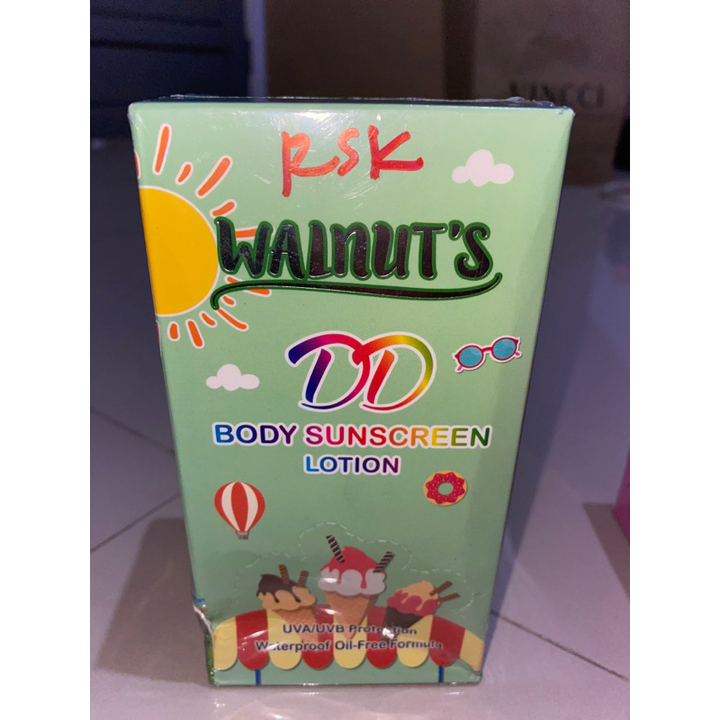 Walnut DD Cream Body Sunscreen Sunblock SPF 50 | Sunblok Pencerah Pemutih Badan Original Thailand