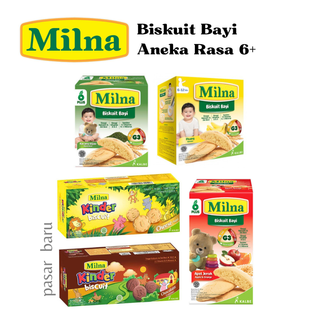 Milna Biskuit Bayi - Variasi Rasa Lengkap - Milna Finger - Biskuit Apel Jeruk - Kinder - Cookies San