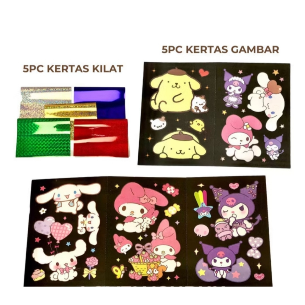 

FOIL ART SANRIO KUROMI UK 11,2x16cm ISI 5PCS KERTAS LJBABYCOLLECTION