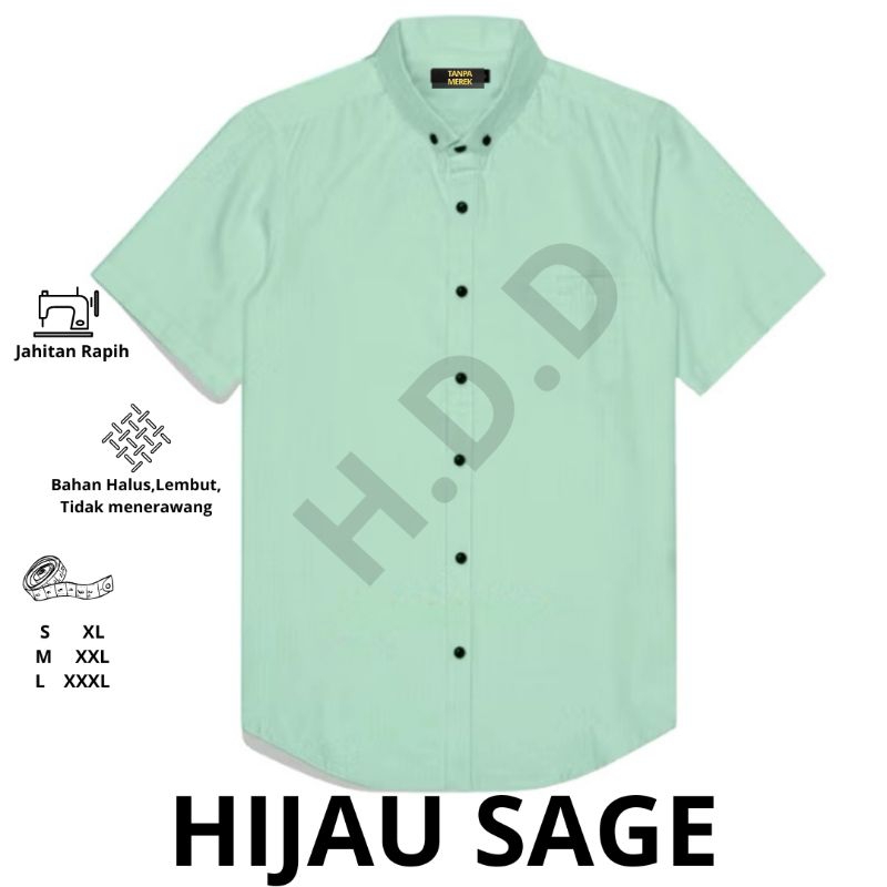 kemeja lengan pendek balita, anak, dewasa, kemeja fashion Sage, hijau Wardah,soft green,hijau muda,W