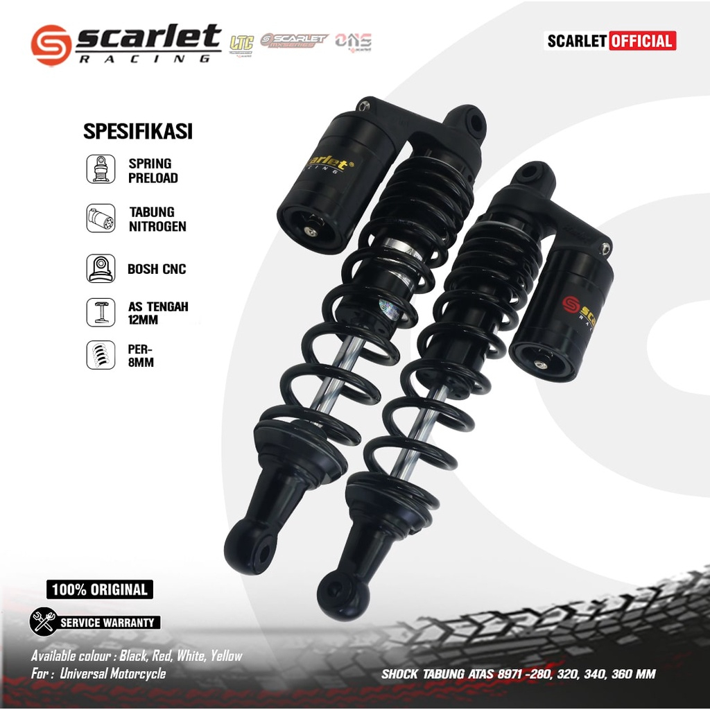 Scarlet Racing - Shock Absorber Shockbreaker Skok Tabung Atas 8971 Uk 280 mm