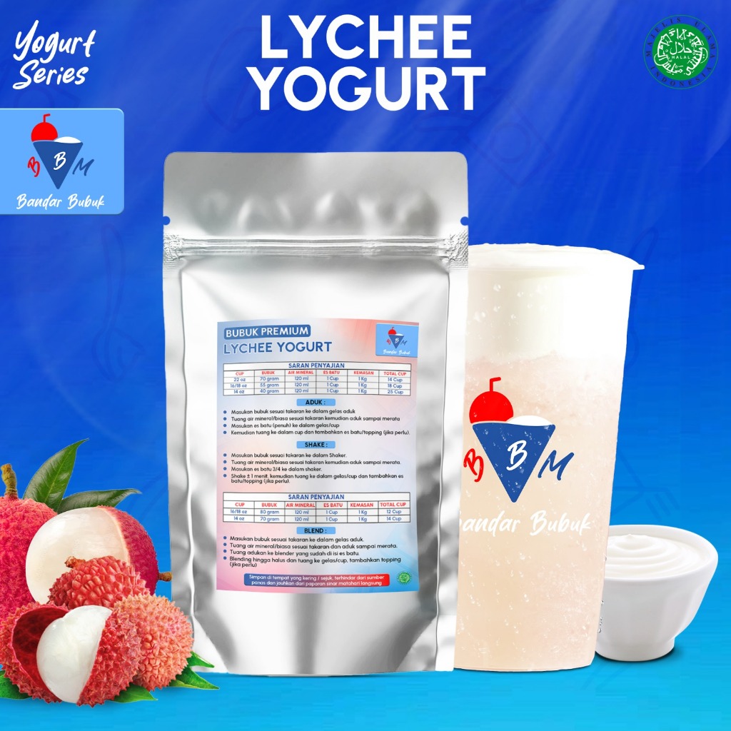 

BANDAR BUBUK MINUMAN LYCHEE YOGURT 1KG PREMIUM READY BANYAK VARIAN RASA