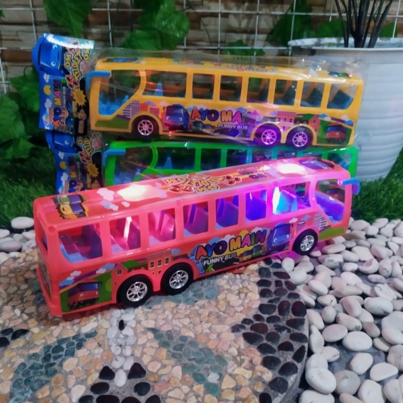 Mainan Anak Mobil Bus Little Tayo Baterai Lampu dan Suara Om Telolet