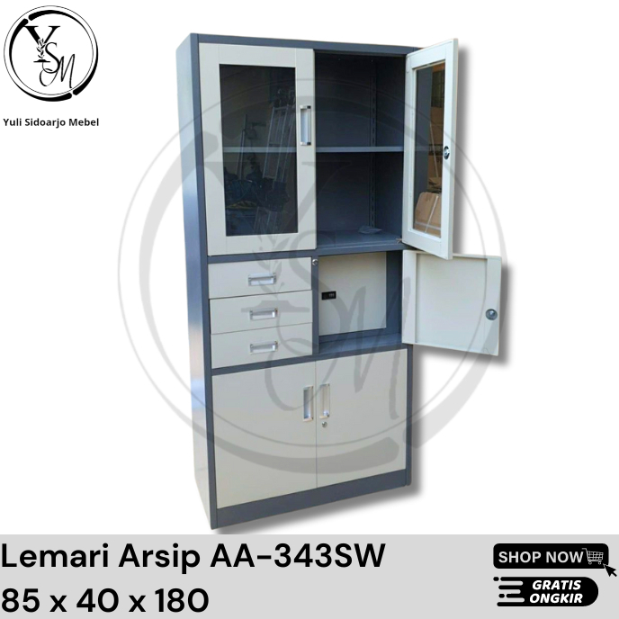 Lemari arsip AA-343SW - Lemari Arsip Besi Kombinasi - Lemari File Besi - Lemari Arsip Besi