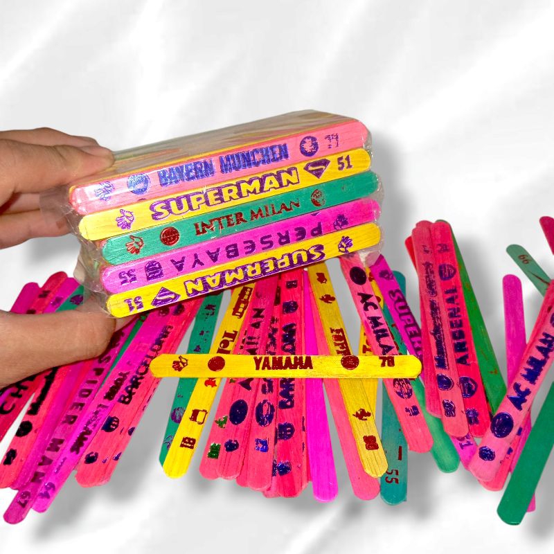 5 Pak Stik Emas Pelangi Mainan Stik Gebrak Viral Motif Full Emas Metalic -+250pcs