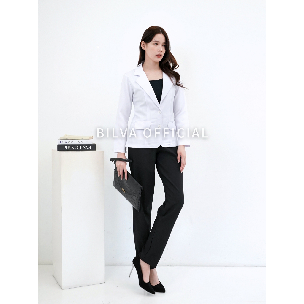 Bilva - Blazer Putih Wanita Jas Kantor Wanita Formal Blazer Kerja Putih