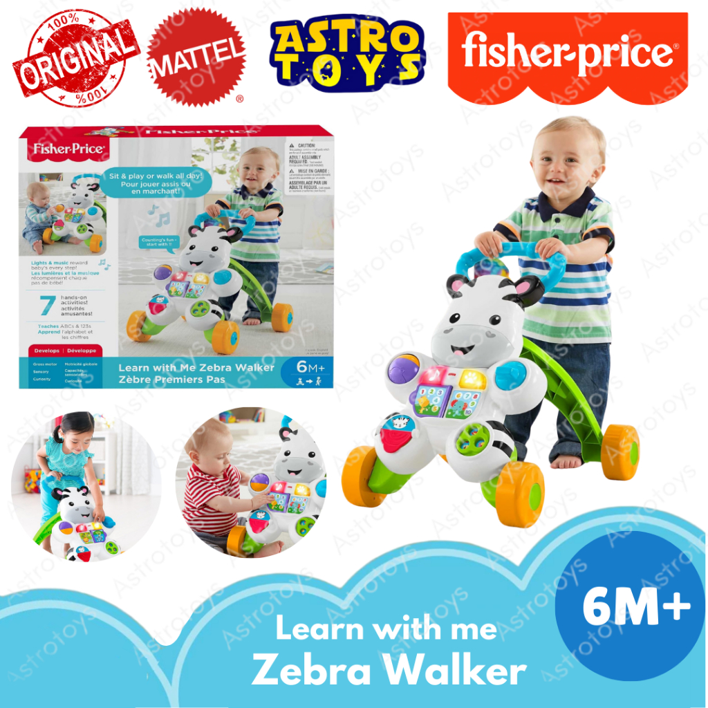 Fisher Price Zebra Baby Walker Musical Piano / Mainan Edukasi Dorongan Anak Bayi belajar Jalan Push 