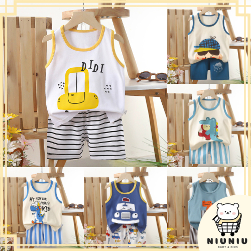 NIUNIU BAJU BAYI OBLONG TANPA LENGAN / SETELAN BAYI TANPA LENGAN / SINGLET BAYI / SINGLET ANAK KATUN